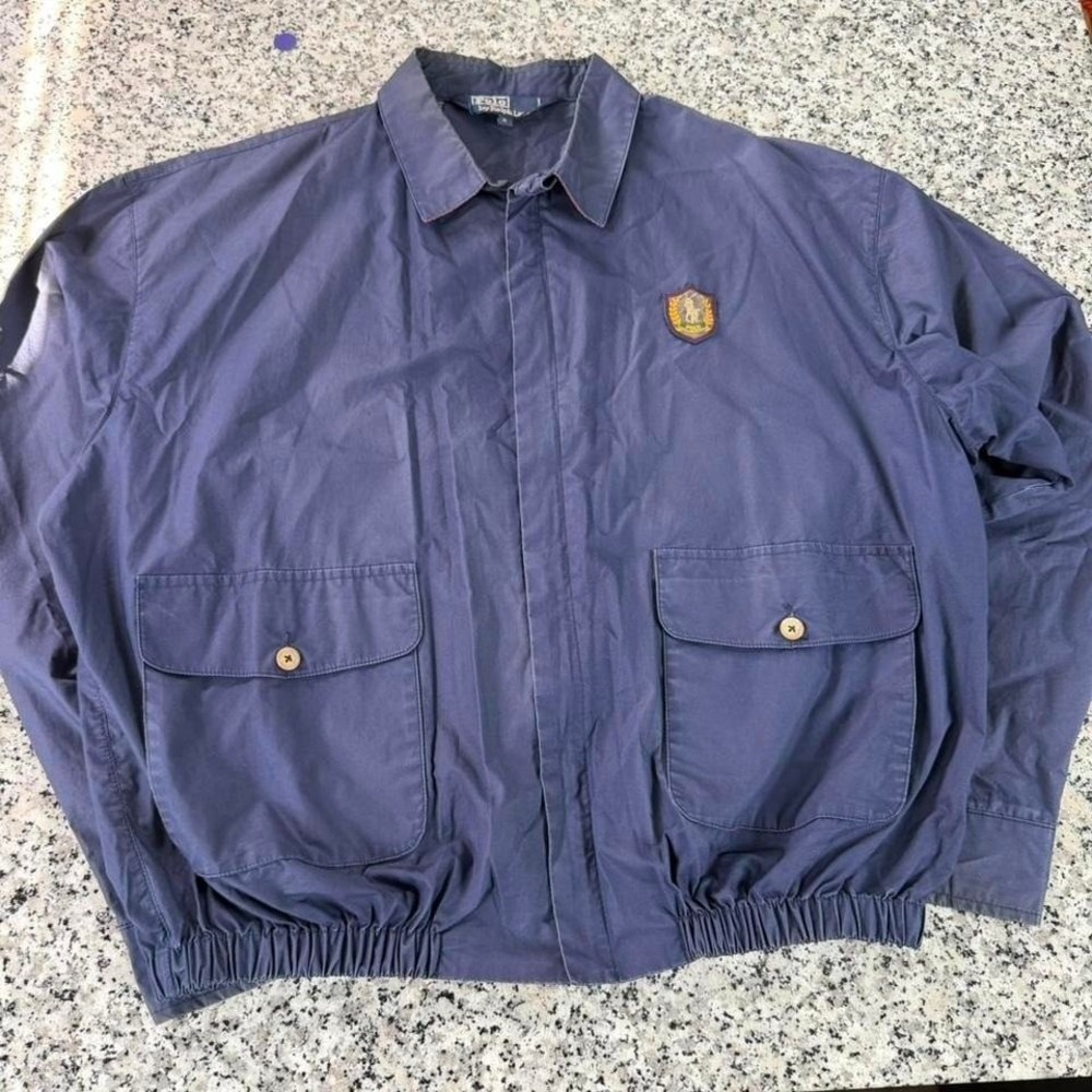 Polo Ralph Lauren Blue Vtg‎ 90's Pony Crest Cargo Bomber Harrington Jacket XL